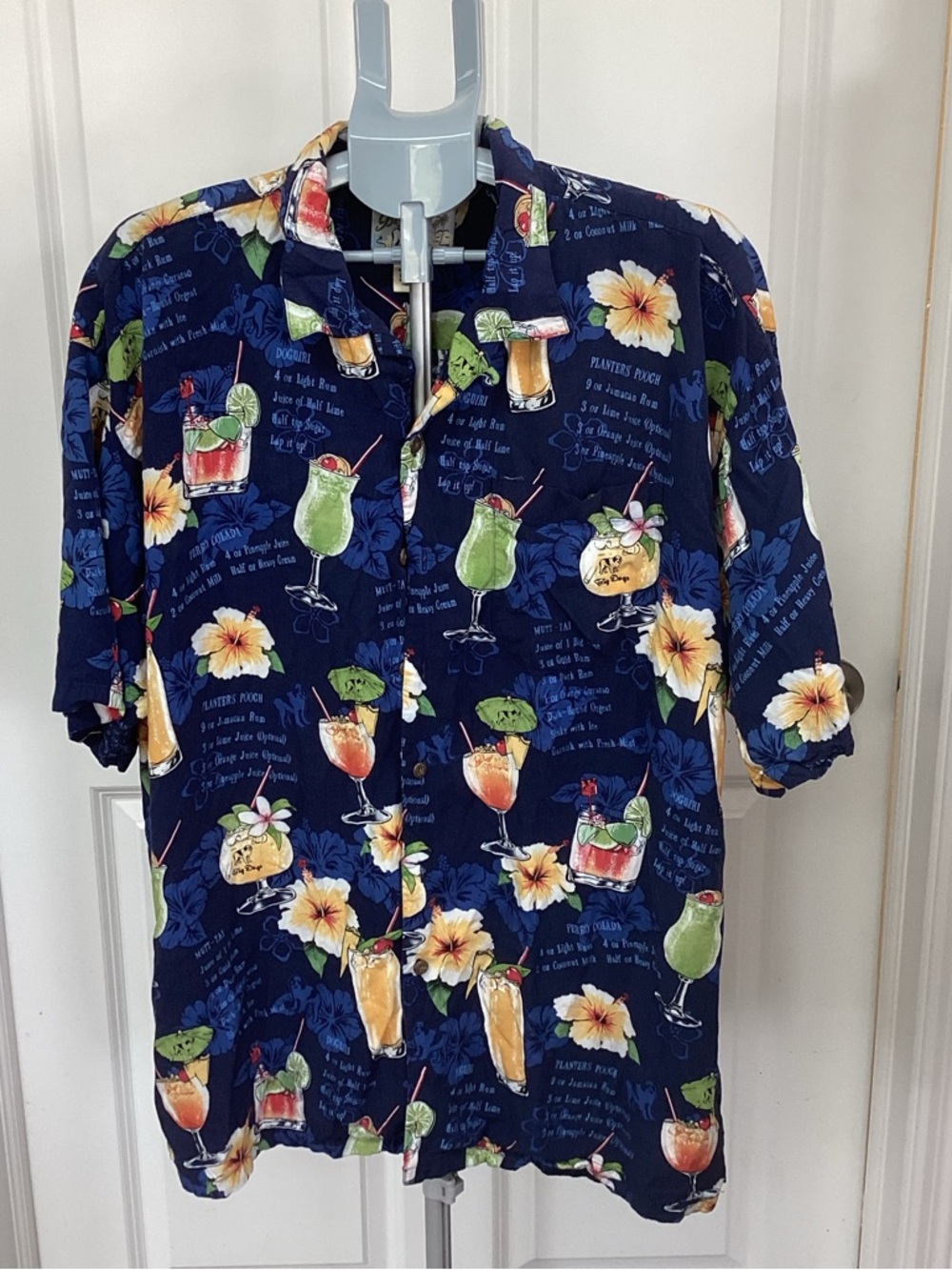 Big Dogs Navy Blue Tropical Cocktail Camp Hawaiian Tropical Shirt
